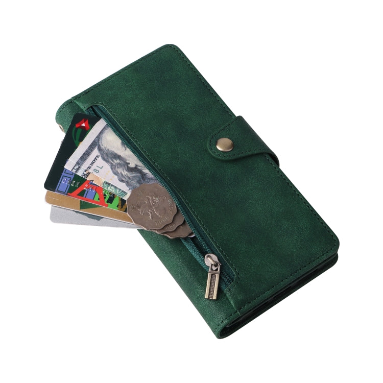 For iPhone 13 Pro Max Rivet Buckle 9 Cards Three Fold Leather Phone Case