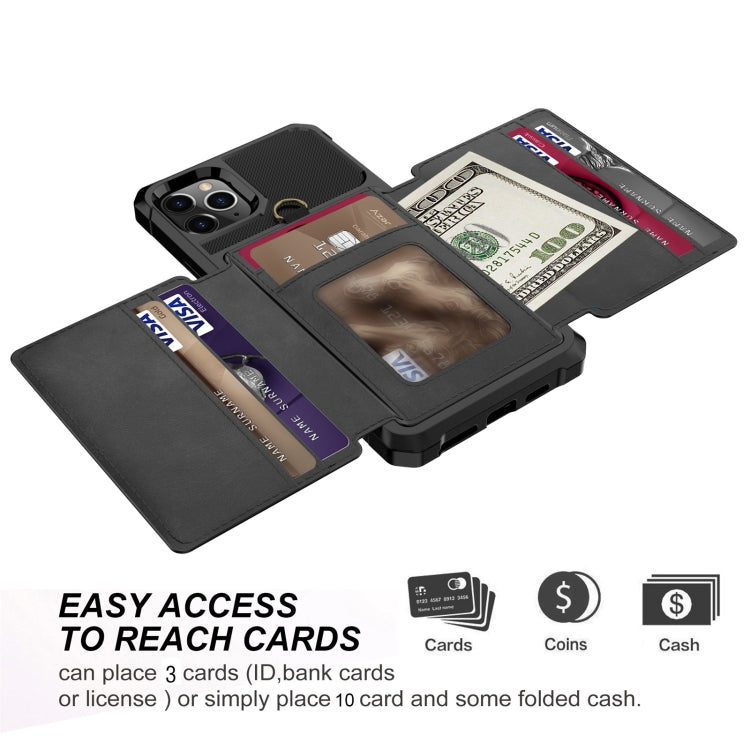 For iPhone 11 Pro Max 10-Card Wallet Bag PU Back Phone Case