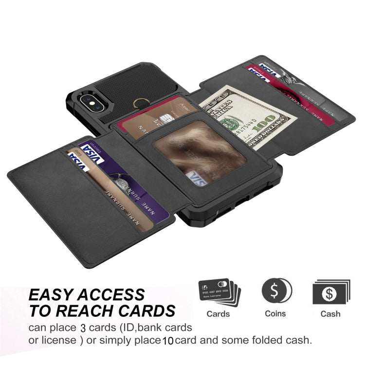 For iPhone X / XS 10-Card Wallet Bag PU Back Phone Case