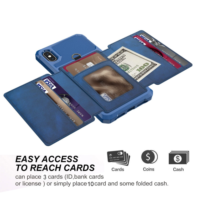 For iPhone XR 10-Card Wallet Bag PU Back Phone Case