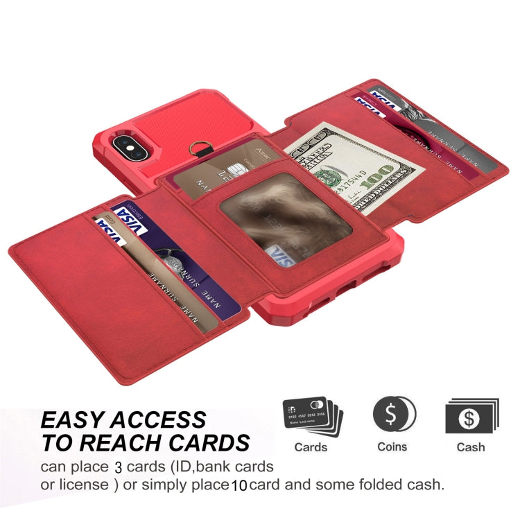 For iPhone XS Max 10-Card Wallet Bag PU Back Phone Case