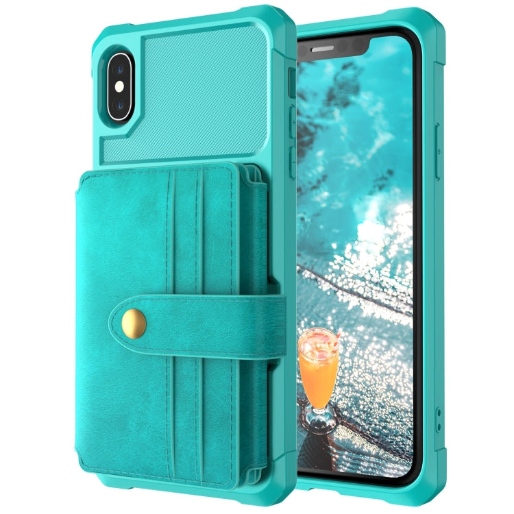 For iPhone XS Max 10-Card Wallet Bag PU Back Phone Case