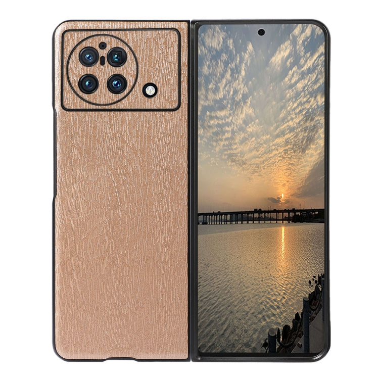 For vivo X Fold Precise Hole Wood Texture PU Phone Case