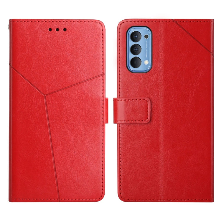 For OPPO Reno4 5G Y Stitching Horizontal Flip Leather Phone Case