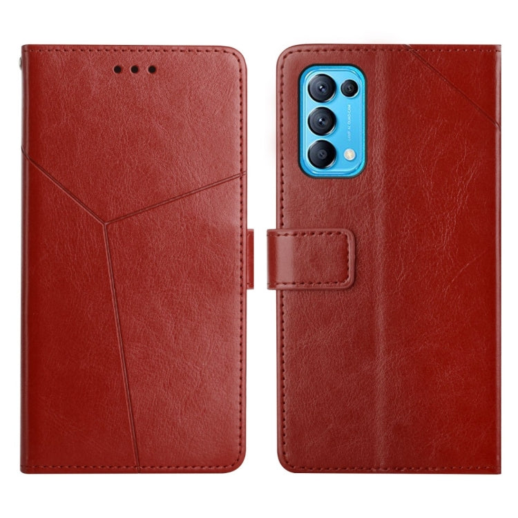 For OPPO Reno5 4G Y Stitching Horizontal Flip Leather Phone Case
