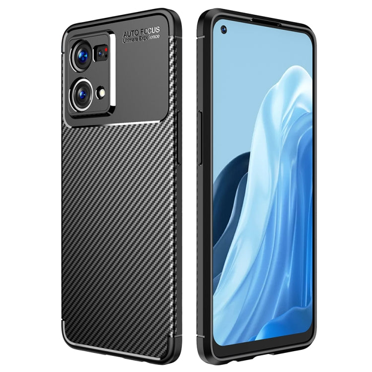 For OPPO Reno7 4G Global Carbon Fiber Texture Shockproof TPU Phone Case
