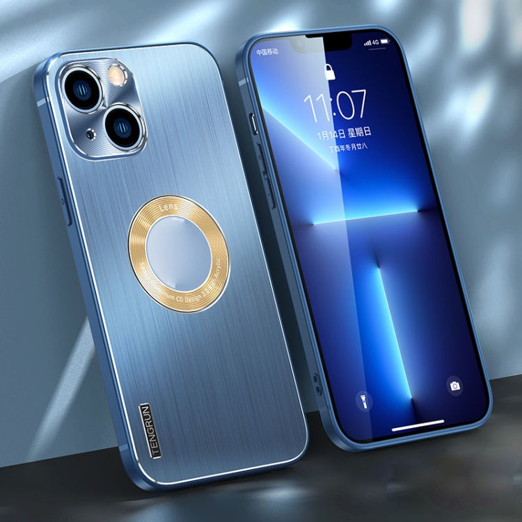 For iPhone 13 Brushed Texture Metal + Silicone Phone Case