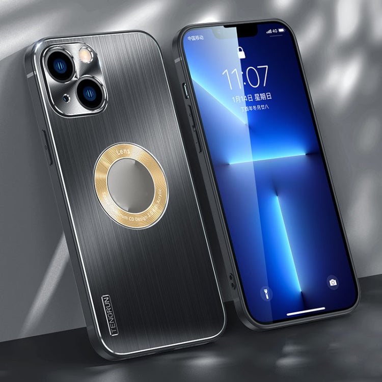 For iPhone 13 Brushed Texture Metal + Silicone Phone Case