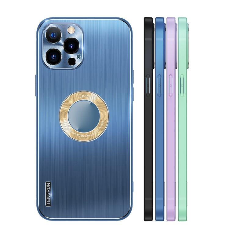 For iPhone 13 Pro Max Brushed Texture Metal + Silicone Phone Case