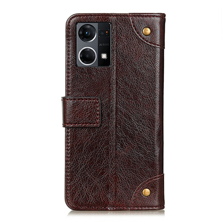 For OPPO Reno7 4G / F21 Pro 4G Copper Buckle Nappa Texture Horizontal Flip Leather Phone Case