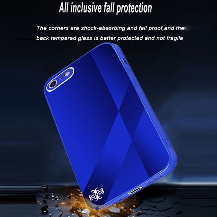 For iPhone SE 2022 / SE 2020 / 8 / 7 X10A Texture TPU + Tempered Glass Phone Case