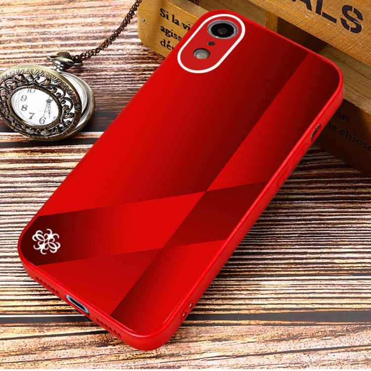 For iPhone XR X10A Texture TPU + Tempered Glass Phone Case