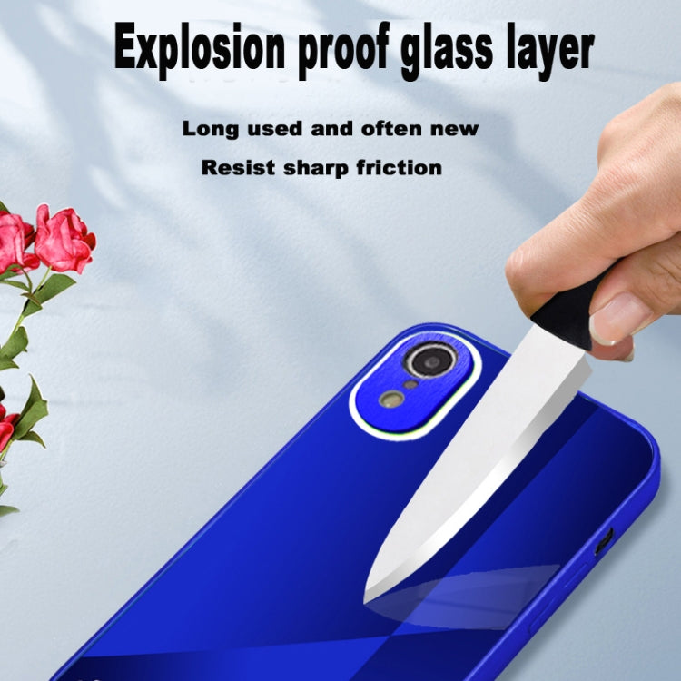 For iPhone XR X10A Texture TPU + Tempered Glass Phone Case