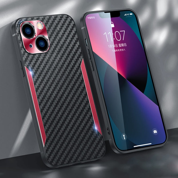 For iPhone 13 Carbon Fiber PC + TPU Phone Case