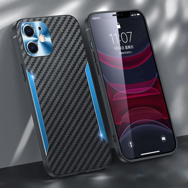 For iPhone 12 Carbon Fiber PC + TPU Phone Case