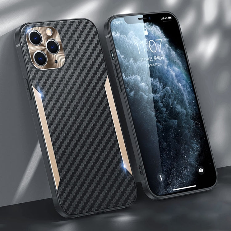 For iPhone 11 Pro Carbon Fiber PC + TPU Phone Case