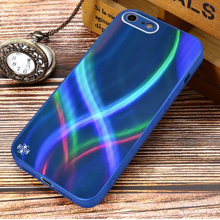 For iPhone SE 2022 / SE 2020 / 8 / 7 Cross S Texture TPU + Tempered Glass Phone Case