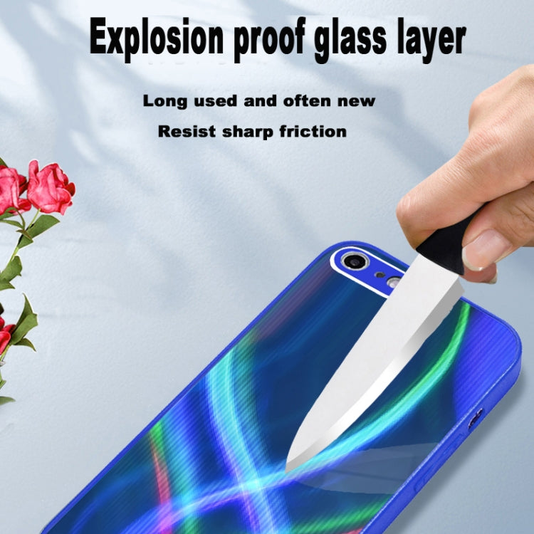 For iPhone SE 2022 / SE 2020 / 8 / 7 Cross S Texture TPU + Tempered Glass Phone Case