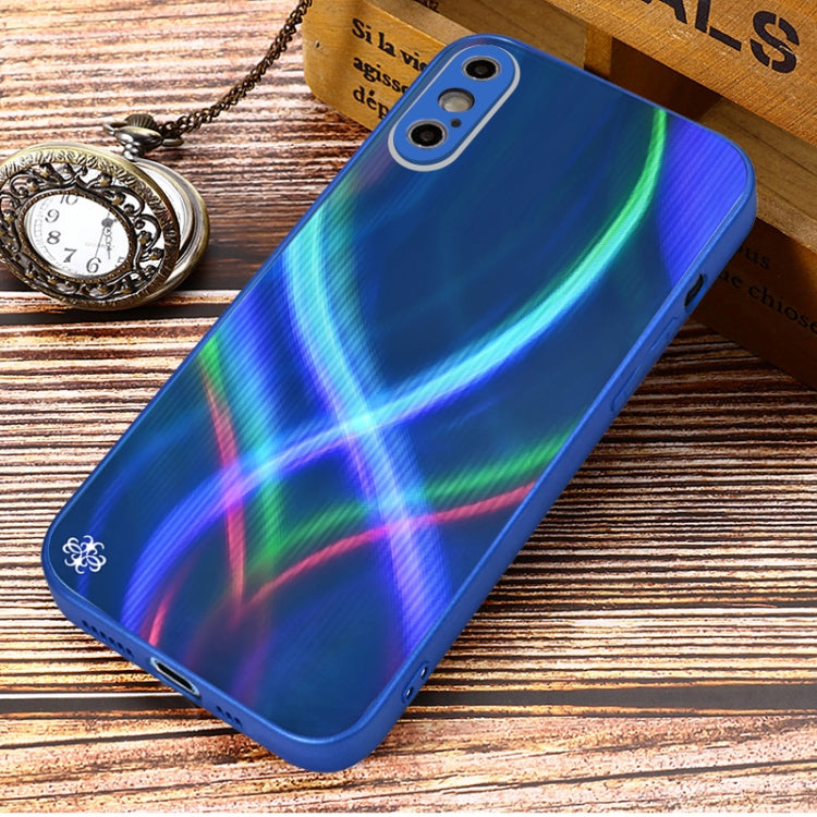 For iPhone X / XS Cross S Texture TPU + Tempered Glass Phone Case