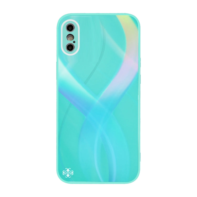 For iPhone X / XS Cross S Texture TPU + Tempered Glass Phone Case