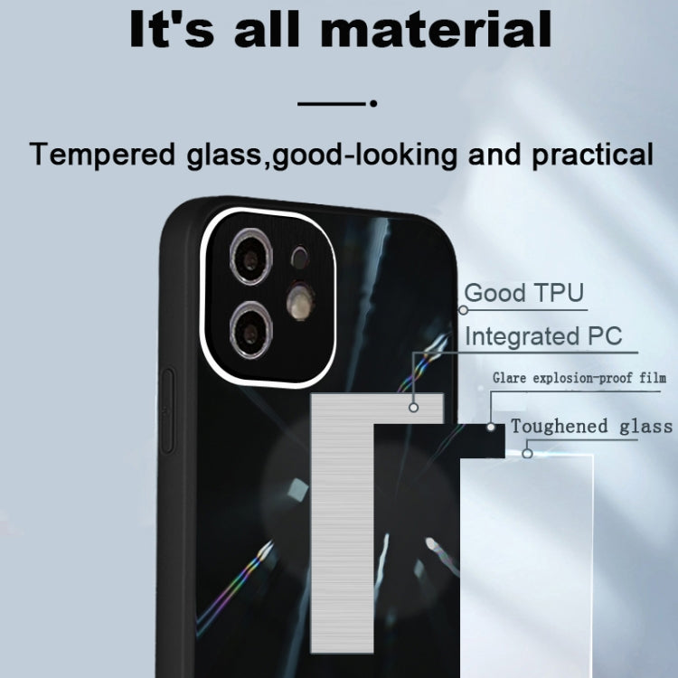 For iPhone 11 Convex Lens Texture TPU + Tempered Glass Phone Case