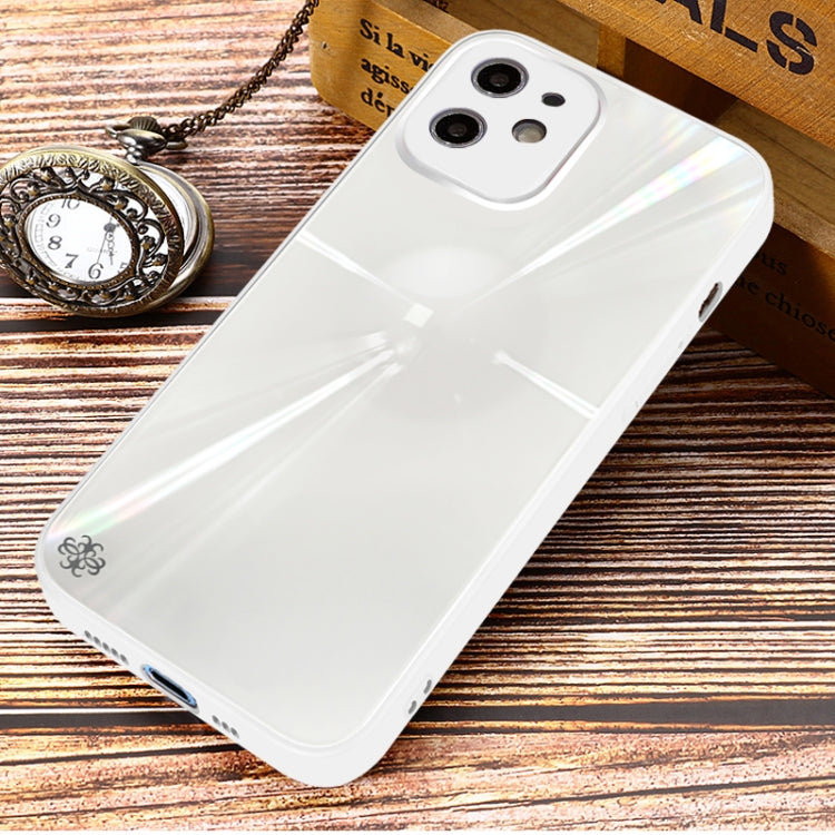 For iPhone 12 Convex Lens Texture TPU + Tempered Glass Phone Case