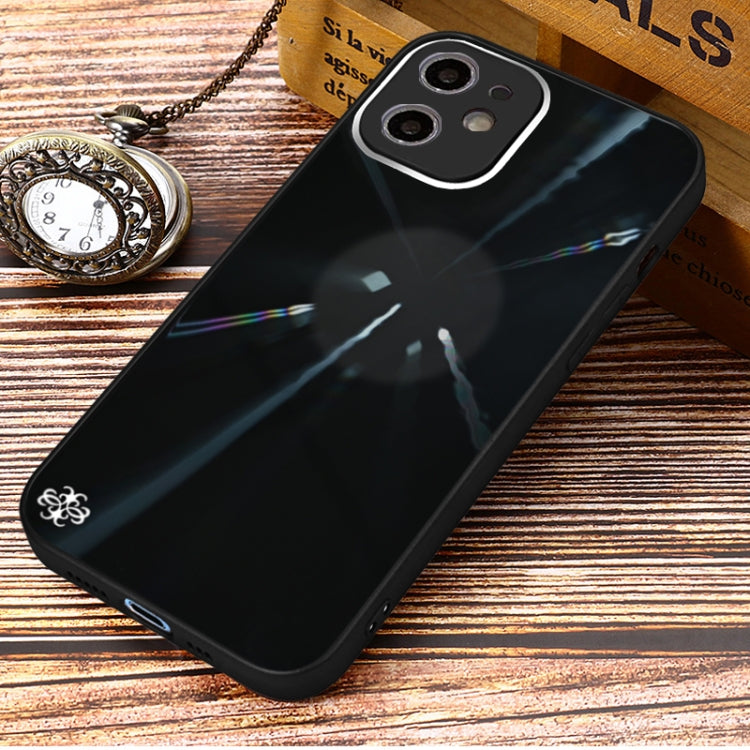 For iPhone 12 Convex Lens Texture TPU + Tempered Glass Phone Case