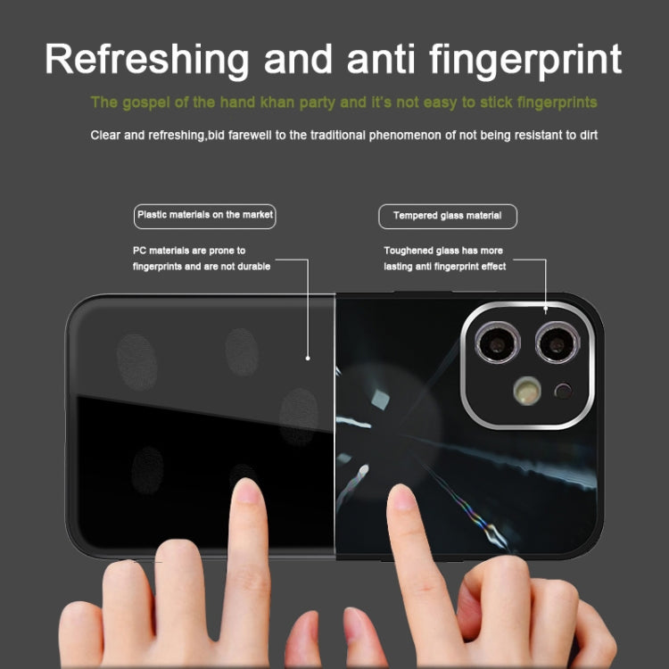 For iPhone 12 Convex Lens Texture TPU + Tempered Glass Phone Case