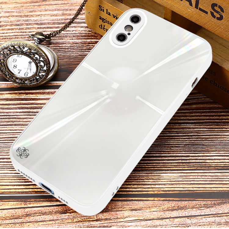 For iPhone X / XS Convex Lens Texture TPU + Tempered Glass Phone Case
