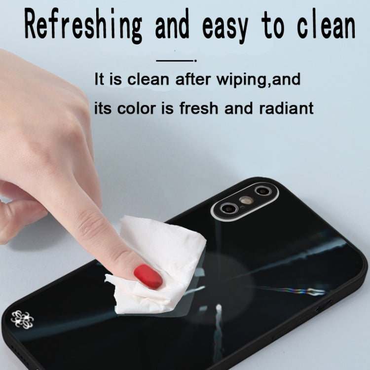 For iPhone X / XS Convex Lens Texture TPU + Tempered Glass Phone Case