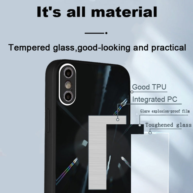 For iPhone X / XS Convex Lens Texture TPU + Tempered Glass Phone Case