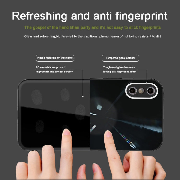 For iPhone X / XS Convex Lens Texture TPU + Tempered Glass Phone Case