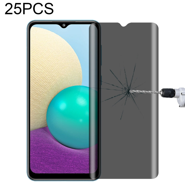 25 PCS Full Cover Anti-peeping Tempered Glass Film For Samsung Galaxy A02