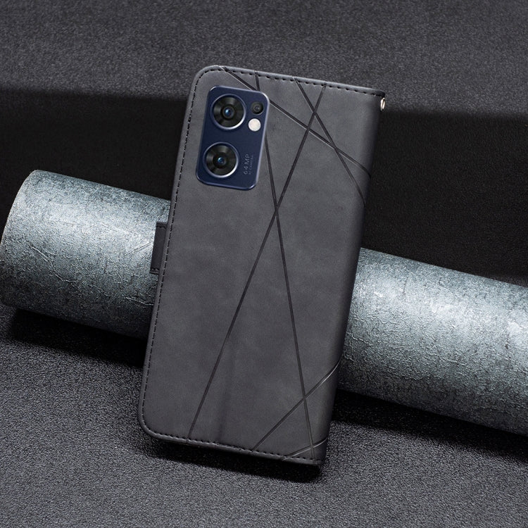 For OPPO Reno7 5G/Find X5 Lite BF05 Magnetic Buckle Rhombus Texture Leather Phone Case