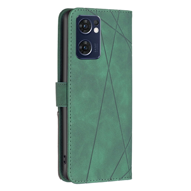 For OPPO Reno7 5G/Find X5 Lite BF05 Magnetic Buckle Rhombus Texture Leather Phone Case