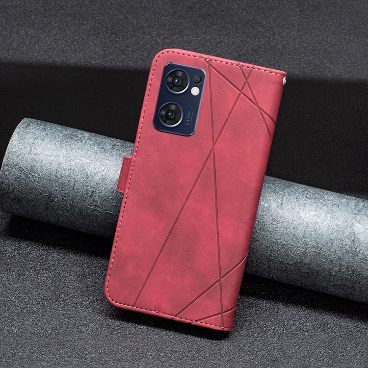 For OPPO Reno7 5G/Find X5 Lite BF05 Magnetic Buckle Rhombus Texture Leather Phone Case