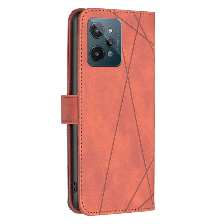 For OPPO Realme C31 BF05 Magnetic Buckle Rhombus Texture Leather Phone Case