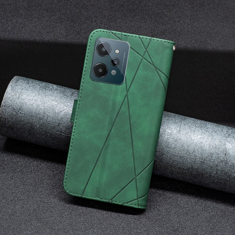 For OPPO Realme C31 BF05 Magnetic Buckle Rhombus Texture Leather Phone Case