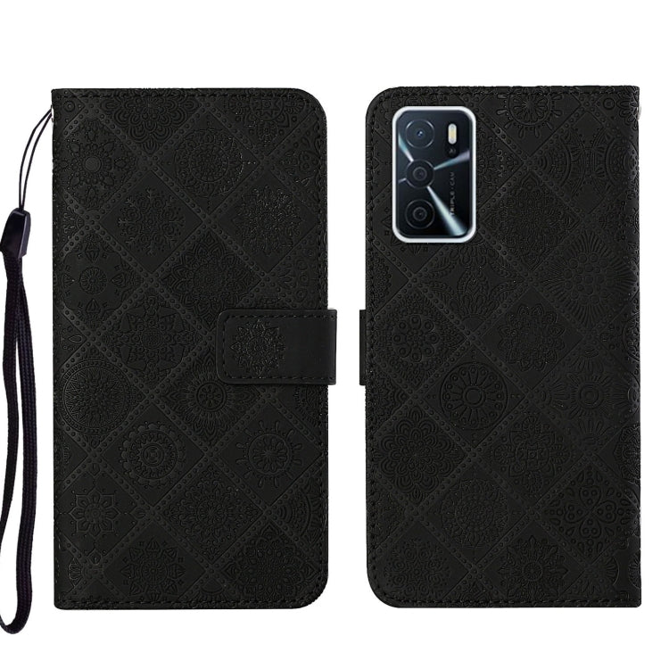For OPPO A16 Ethnic Style Embossed Pattern Leather Phone Case