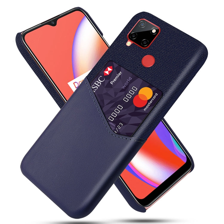 For OPPO Realme C12 Cloth Texture PC + PU Leather Back Cover Case with Card Slot