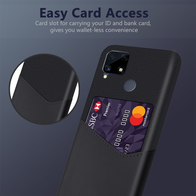 For OPPO Realme C25 Cloth Texture PC + PU Leather Back Cover Case with Card Slot