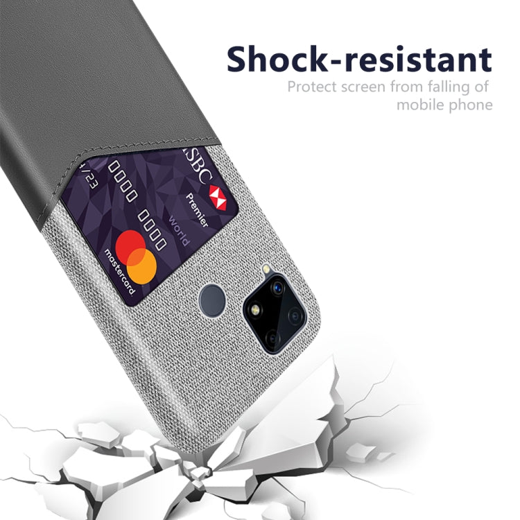 For OPPO Realme C25 Cloth Texture PC + PU Leather Back Cover Case with Card Slot