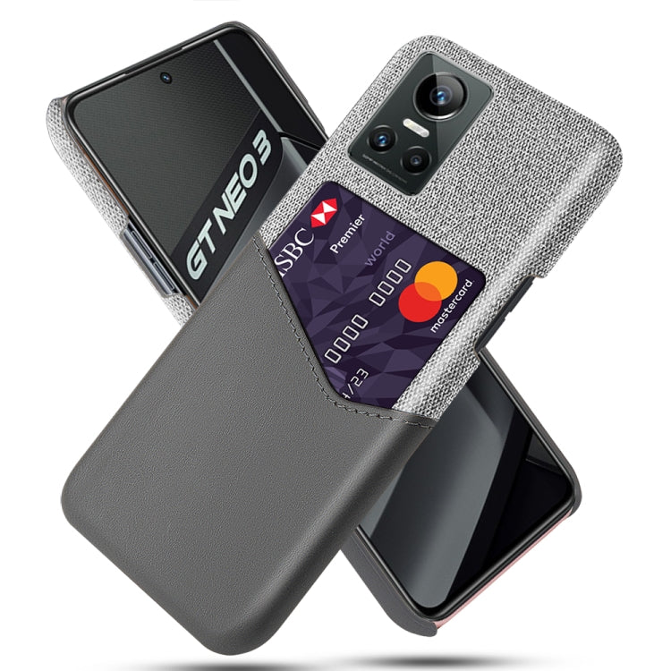 For OPPO Realme GT Neo3 Cloth Texture PC + PU Leather Back Cover Case with Card Slot
