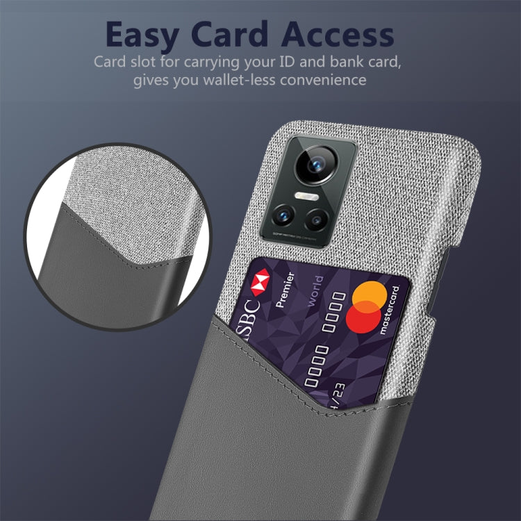 For OPPO Realme GT Neo3 Cloth Texture PC + PU Leather Back Cover Case with Card Slot