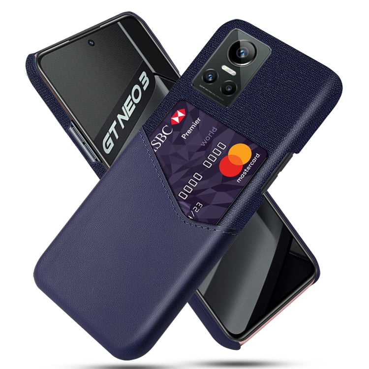 For OPPO Realme GT Neo3 Cloth Texture PC + PU Leather Back Cover Case with Card Slot