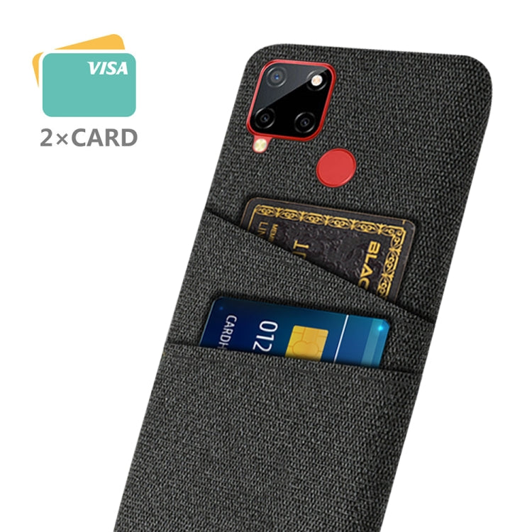 For OPPO Realme C12 Cloth Texture PC + Nylon Phone Case with Dual Card Slots