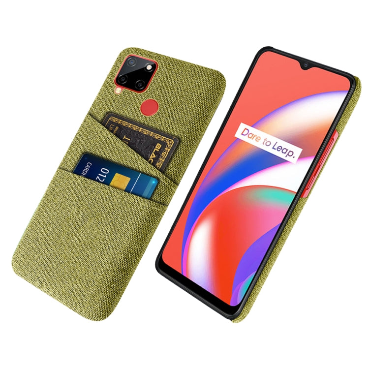 For OPPO Realme C12 Cloth Texture PC + Nylon Phone Case with Dual Card Slots