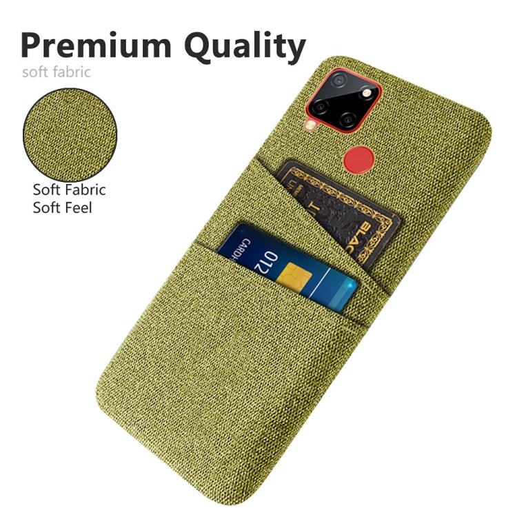 For OPPO Realme C12 Cloth Texture PC + Nylon Phone Case with Dual Card Slots