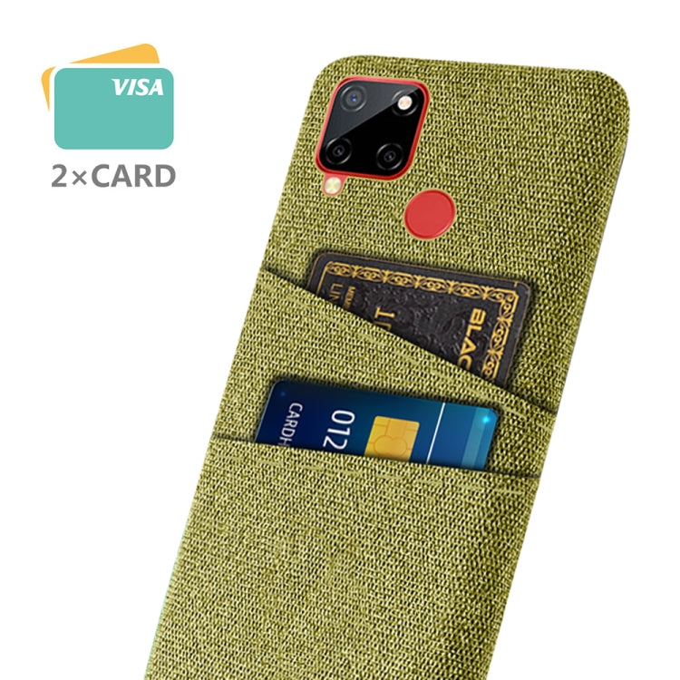 For OPPO Realme C12 Cloth Texture PC + Nylon Phone Case with Dual Card Slots