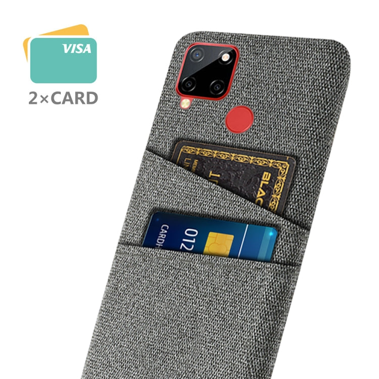 For OPPO Realme C12 Cloth Texture PC + Nylon Phone Case with Dual Card Slots